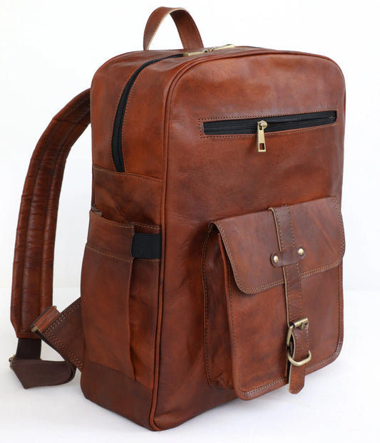 Genuine 15.6-inch Vintage Laptop Backpack Retro Travel & Work Rucksack Salmon Alder