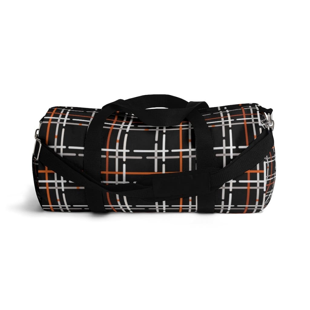 Duffel Bag - Carry on Luggage - Black and Orange Plaid