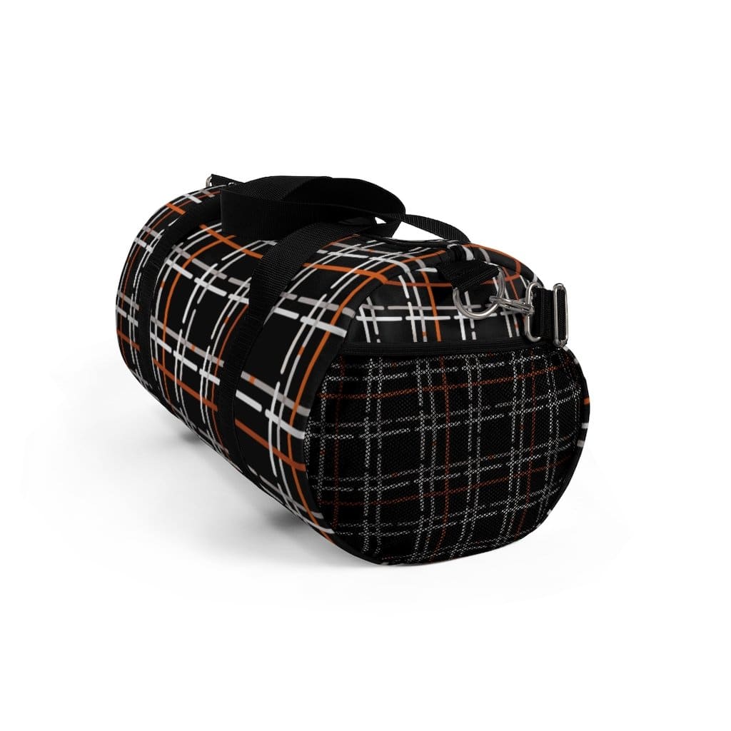 Duffel Bag - Carry on Luggage - Black and Orange Plaid