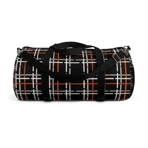 Duffel Bag - Carry on Luggage - Black and Orange Plaid