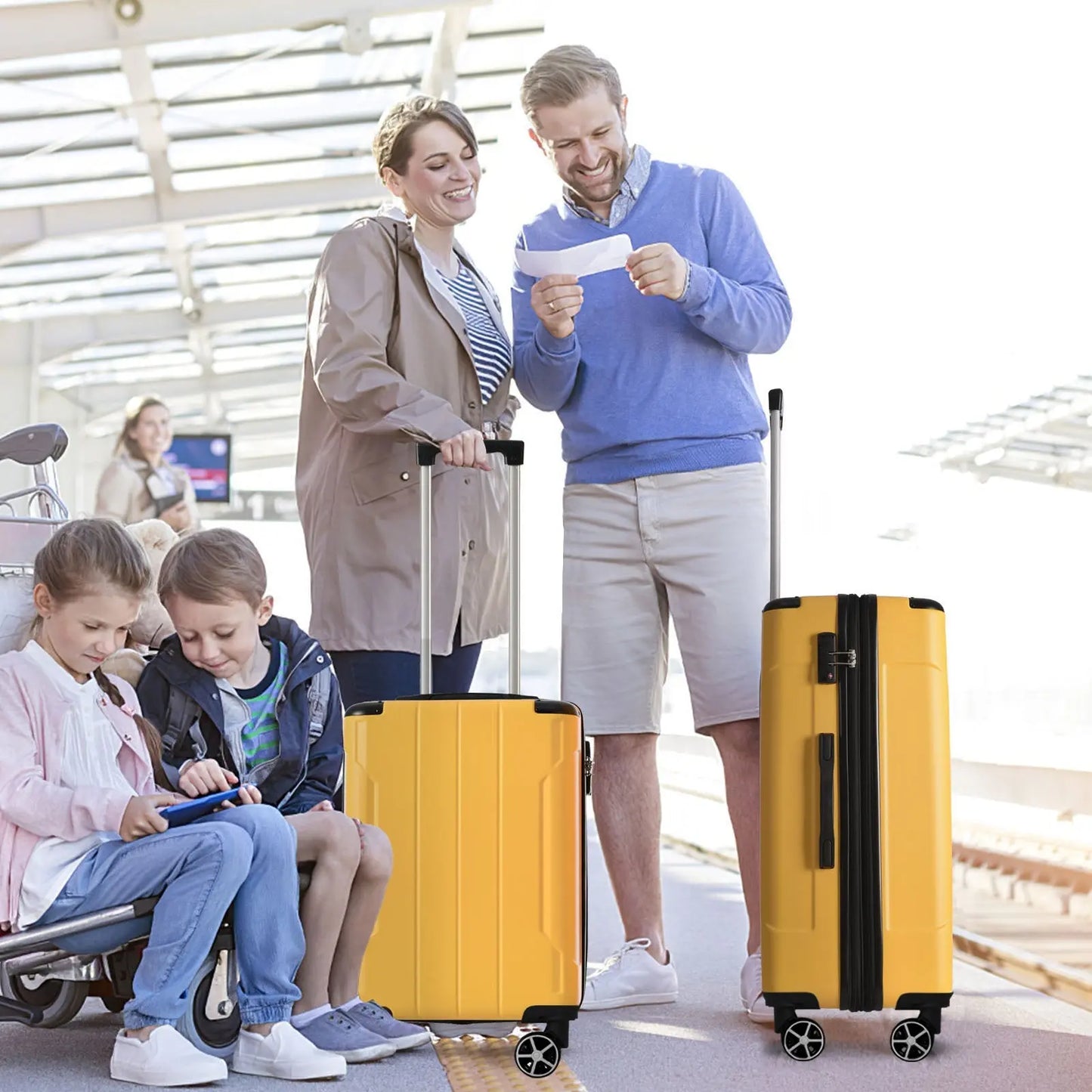 Luggage Sets 3 Piece, Expandable Hard shell ABS Suitcases with Double