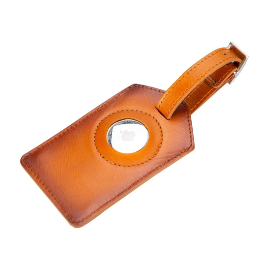 Estes Genuine Leather Luggage Tag with AirTag Slot Chocolate Crius