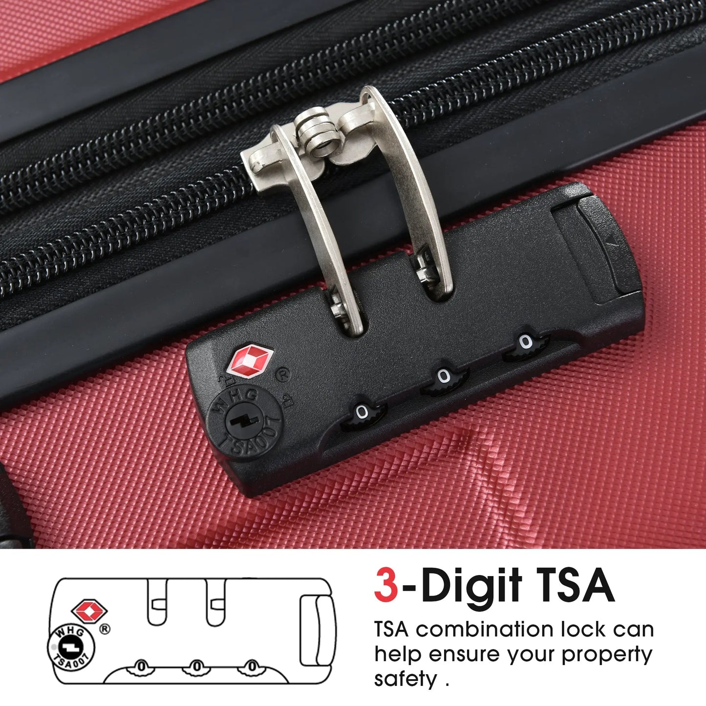 Luggage Sets 3 Piece, Expandable Hard shell ABS Suitcases with Double Sangria Beech