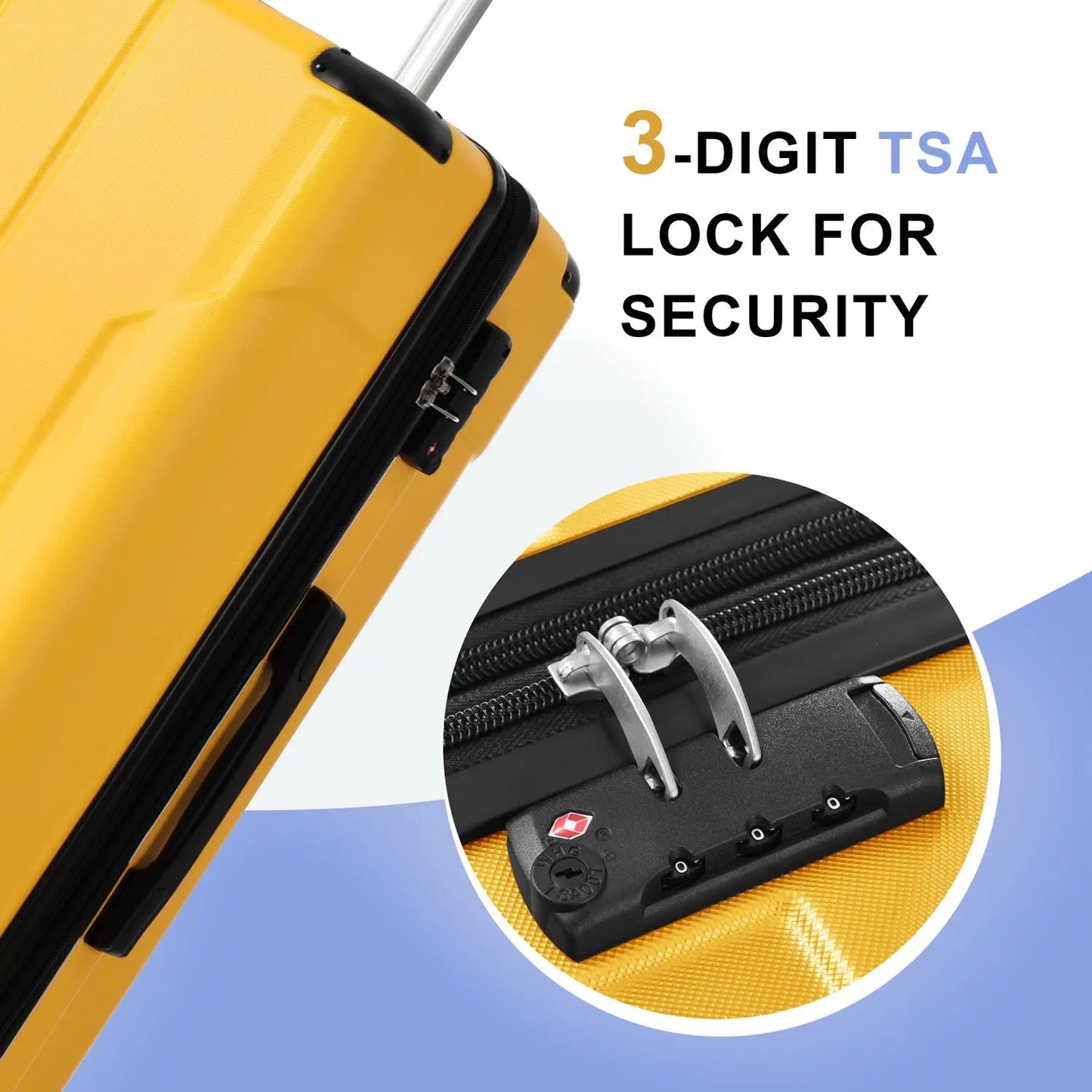 Luggage Sets 3 Piece, Expandable Hard shell ABS Suitcases with Double