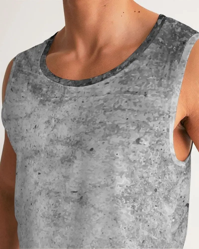 Mens Graphic Tank Top - Black and Gray Grunge Print