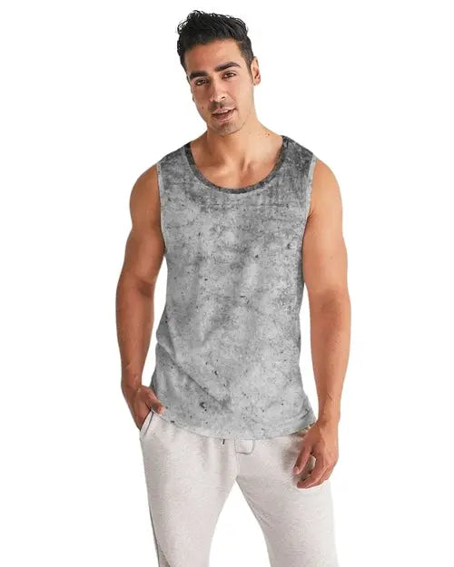 Mens Graphic Tank Top - Black and Gray Grunge Print