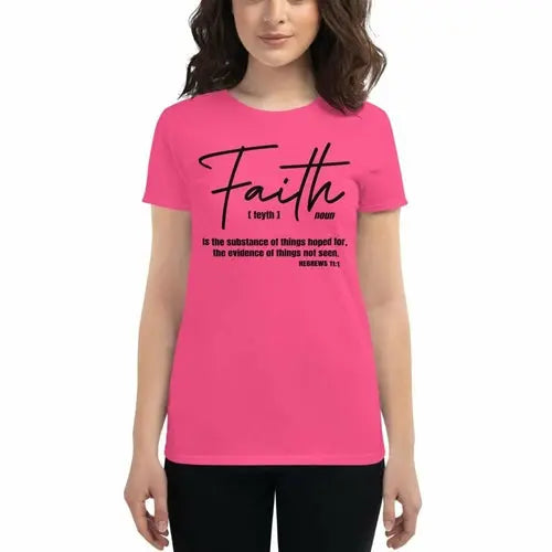 Womens T-Shirts, Faith Is The Substance Of Things Hoped For, Black Grey Coco