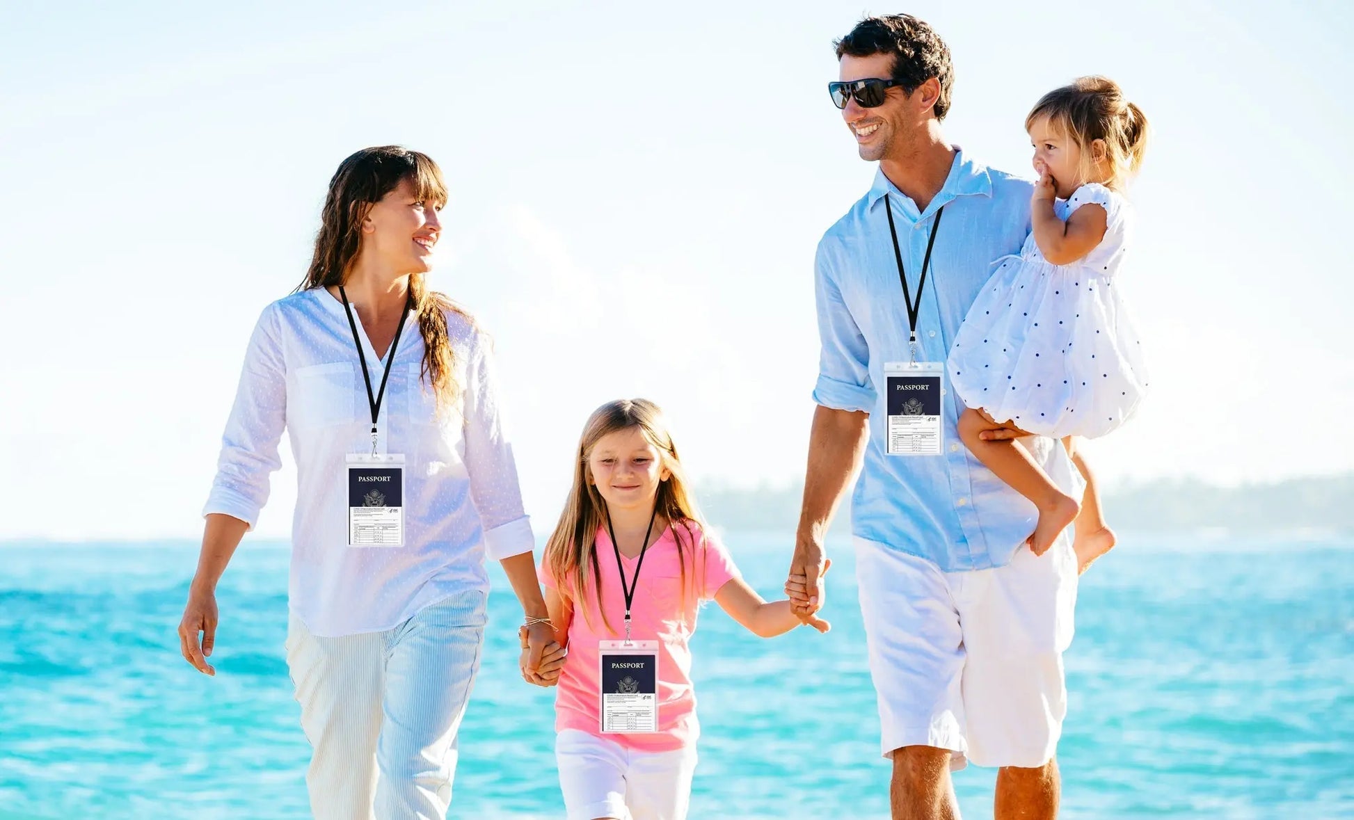 Waterproof Passport & CDC Vaccination Card Holder w/ Lanyard Cerulean Grapevine