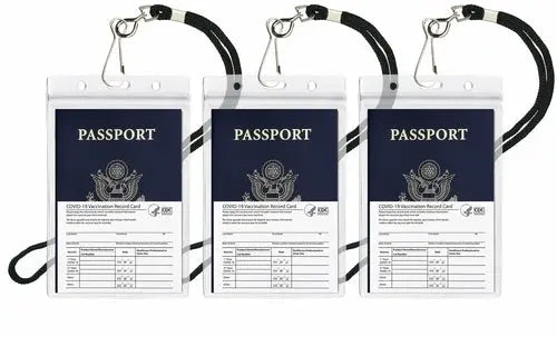 Waterproof Passport & CDC Vaccination Card Holder w/ Lanyard Cerulean Grapevine