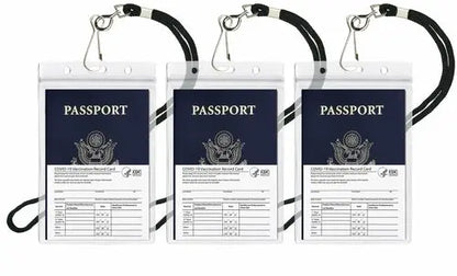 Waterproof Passport & CDC Vaccination Card Holder w/ Lanyard Cerulean Grapevine