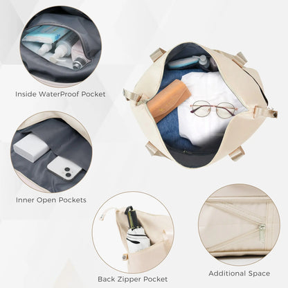 Luggage Sets 4 Piece, ABS Durable Suitcase with Travel Bag, ABS Hard Sangria Beech