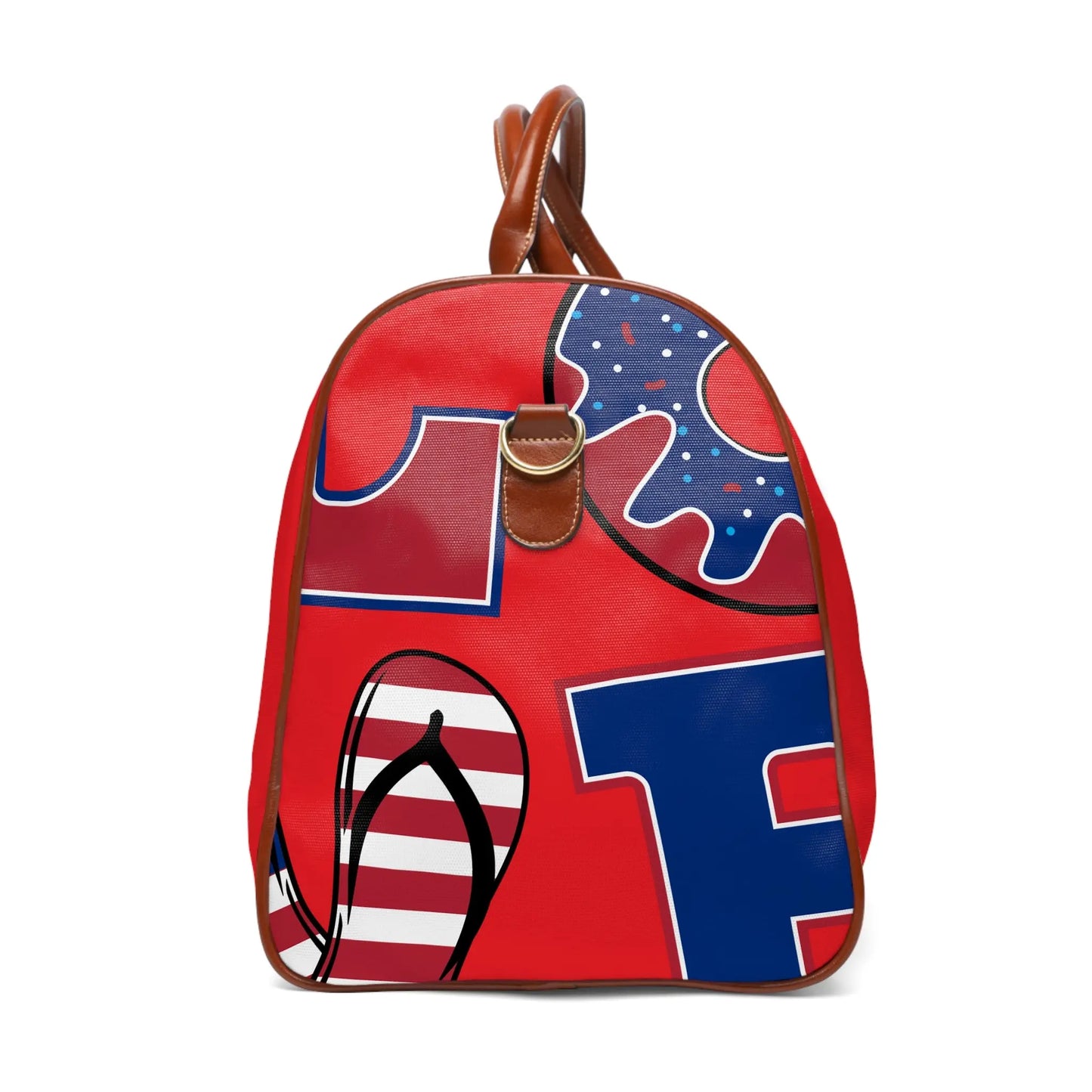 Patriotic Travel Bag, Vacation Tote, Love Travel Duffle, Holiday Luggage, Red White Blue Weekender, Adventure Bag Printify