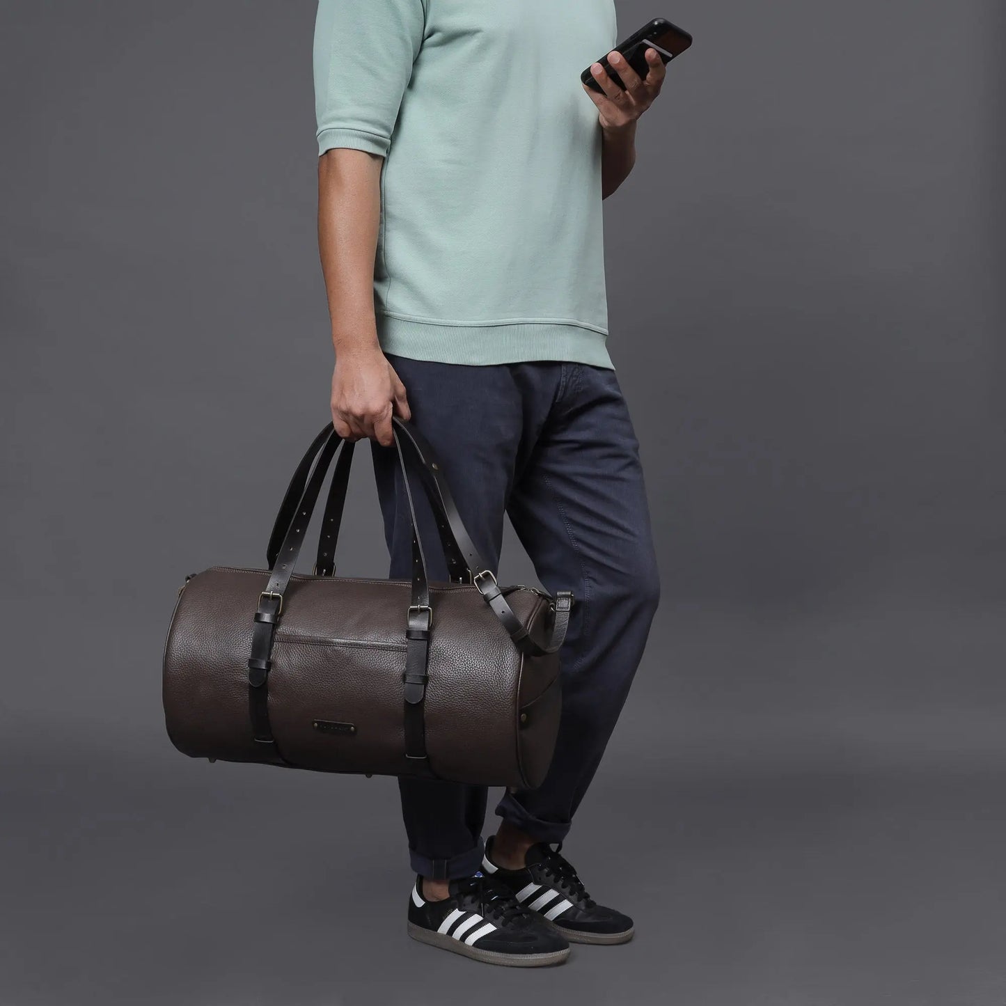 Miami Leather Gym Bag Cyan Beech