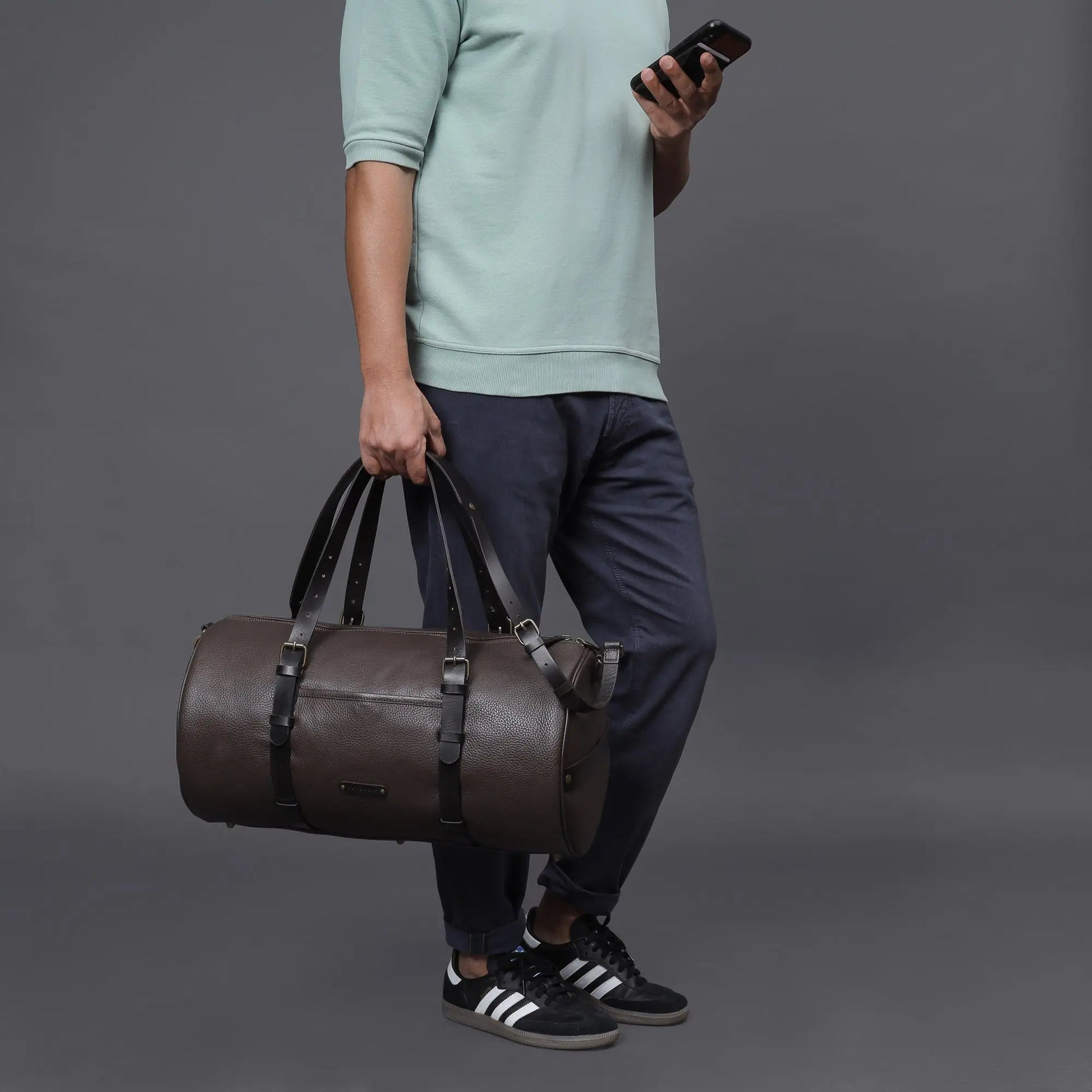 Miami Leather Gym Bag Cyan Beech