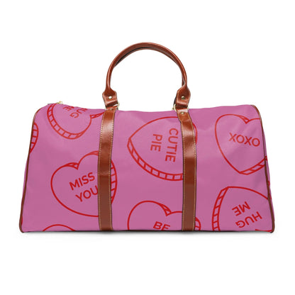 Cute Waterproof Travel Bag for Weekend Getaways, Gym, or Vacation, Great for Valentines, XOXO Design, Stylish Luggage Printify