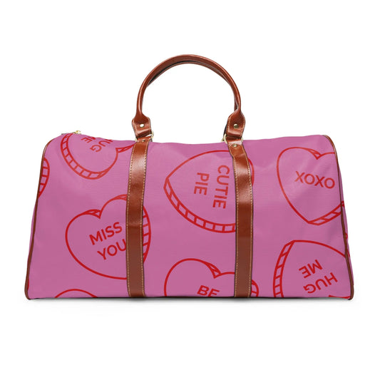 Cute Waterproof Travel Bag for Weekend Getaways, Gym, or Vacation, Great for Valentines, XOXO Design, Stylish Luggage Printify