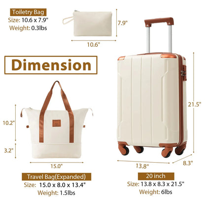 Hardshell Luggage Sets 3 Piece Carry-on Suitcases with Wheels, TSA
