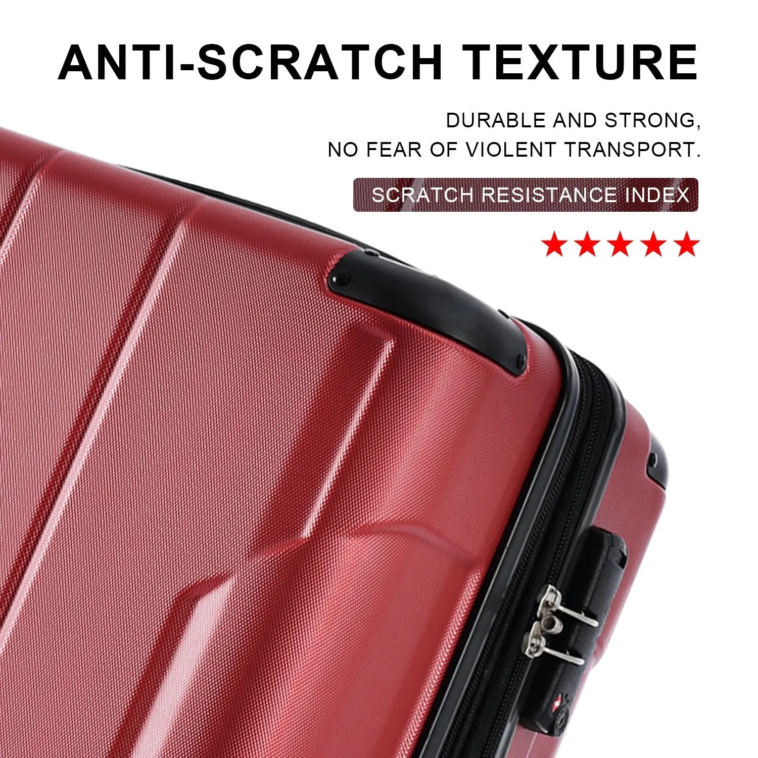 Luggage Sets 3 Piece, Expandable Hard shell ABS Suitcases with Double Sangria Beech