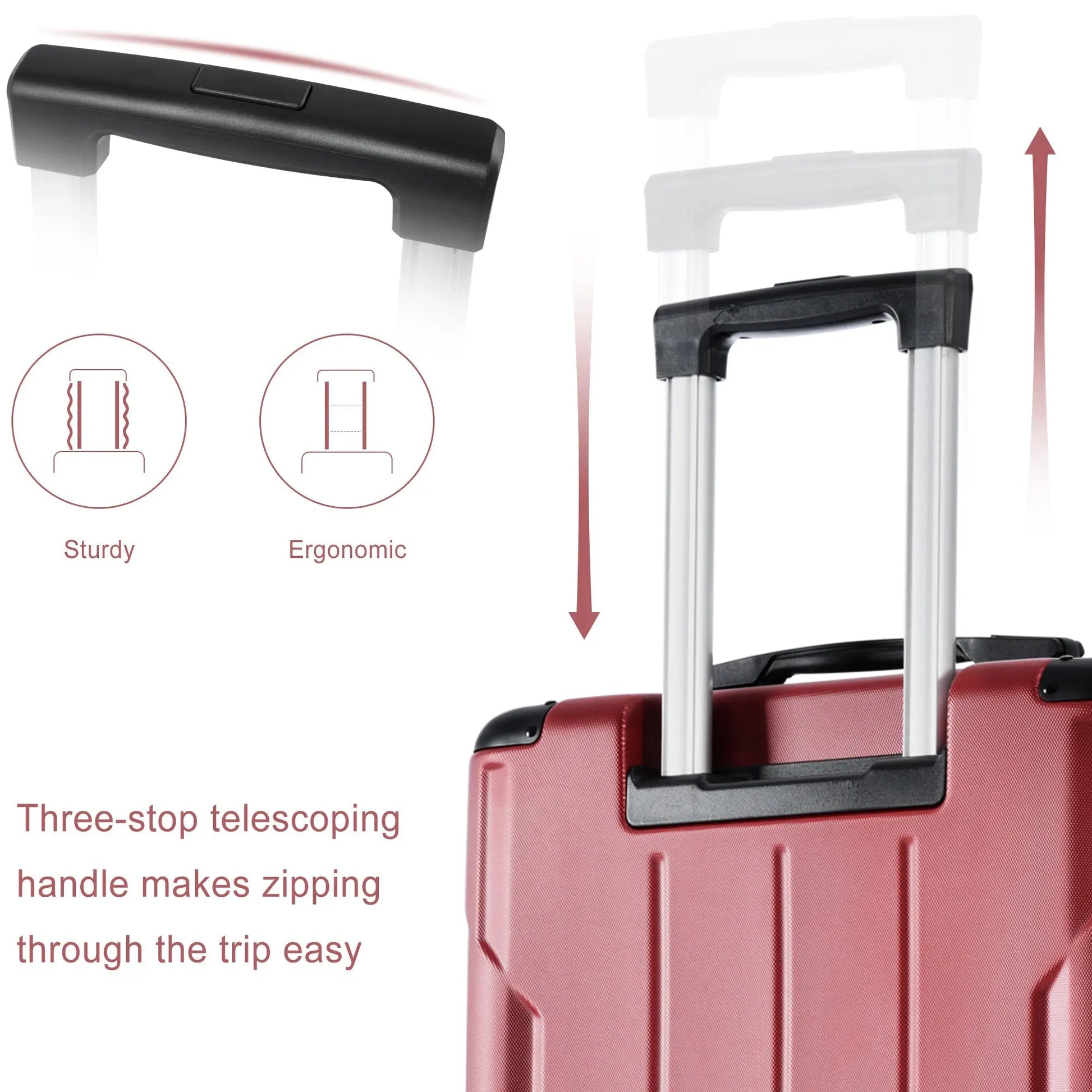 Luggage Sets 3 Piece, Expandable Hard shell ABS Suitcases with Double Sangria Beech