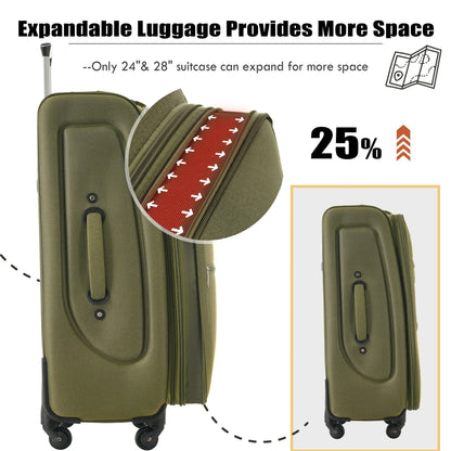 Softside Luggage Expandable 3 Piece Set Suitcase with Duffel Bag