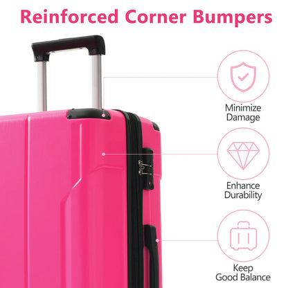 Luggage Sets 3 Piece, Expandable Hard shell ABS Suitcases with Double