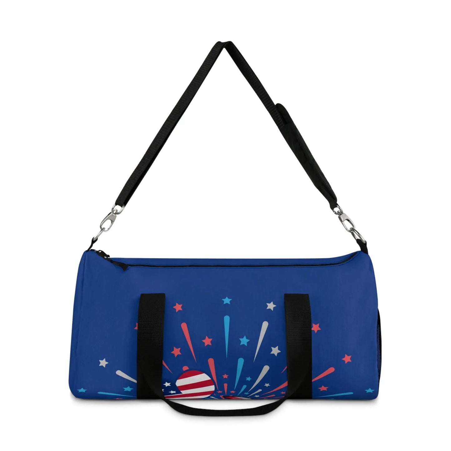 Patriotic Duffel Bag | Travel Gym Bag, Fireworks Design, Perfect for July 4th, Weekend Getaways, Sports & Fitness, Red White Blue Bag