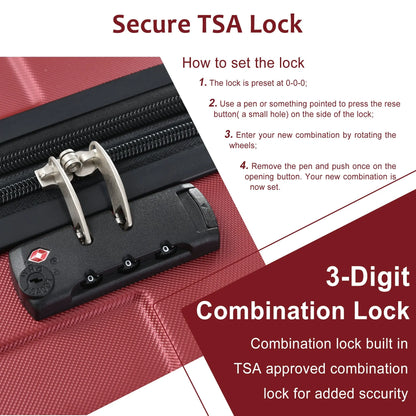 Luggage Sets 3 Piece, Expandable Hard shell ABS Suitcases with Double Sangria Beech