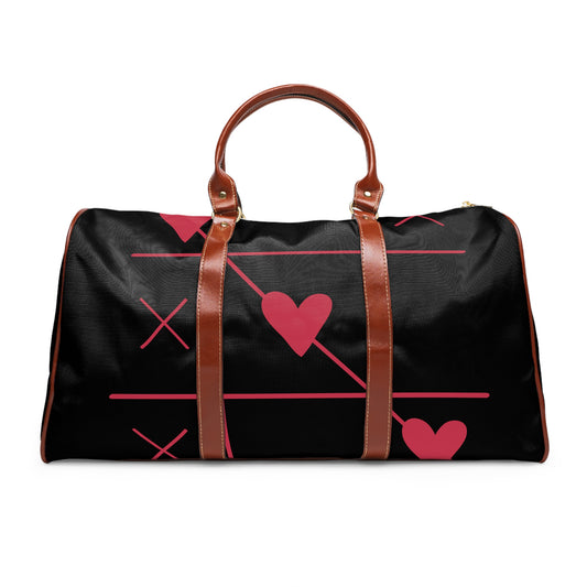 Stylish Waterproof Travel Bag, Durable Outdoor Tote, Weekend Getaway Bag, Gym Duffel with Heart Design, Valentine’s Day Gift