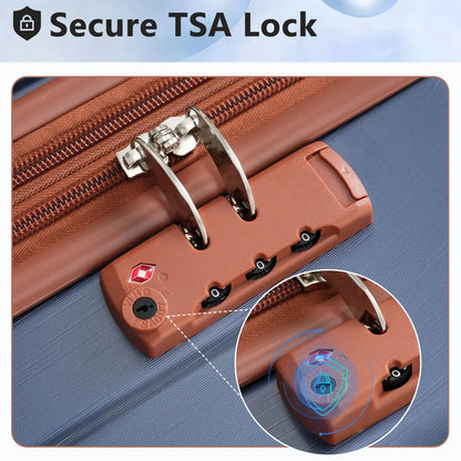 Luggage Sets 3 Piece, Expandable Hard shell ABS Suitcases with Double Sangria Beech