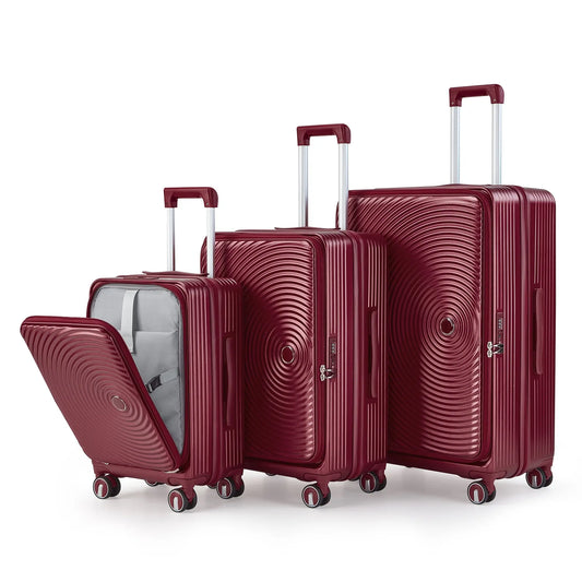 Luggage Sets 3 Piece(20/24/28), Expandable Carry On Luggage with TSA Sangria Beech