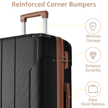 Luggage Sets 3 Piece, Expandable Hard shell ABS Suitcases with Double