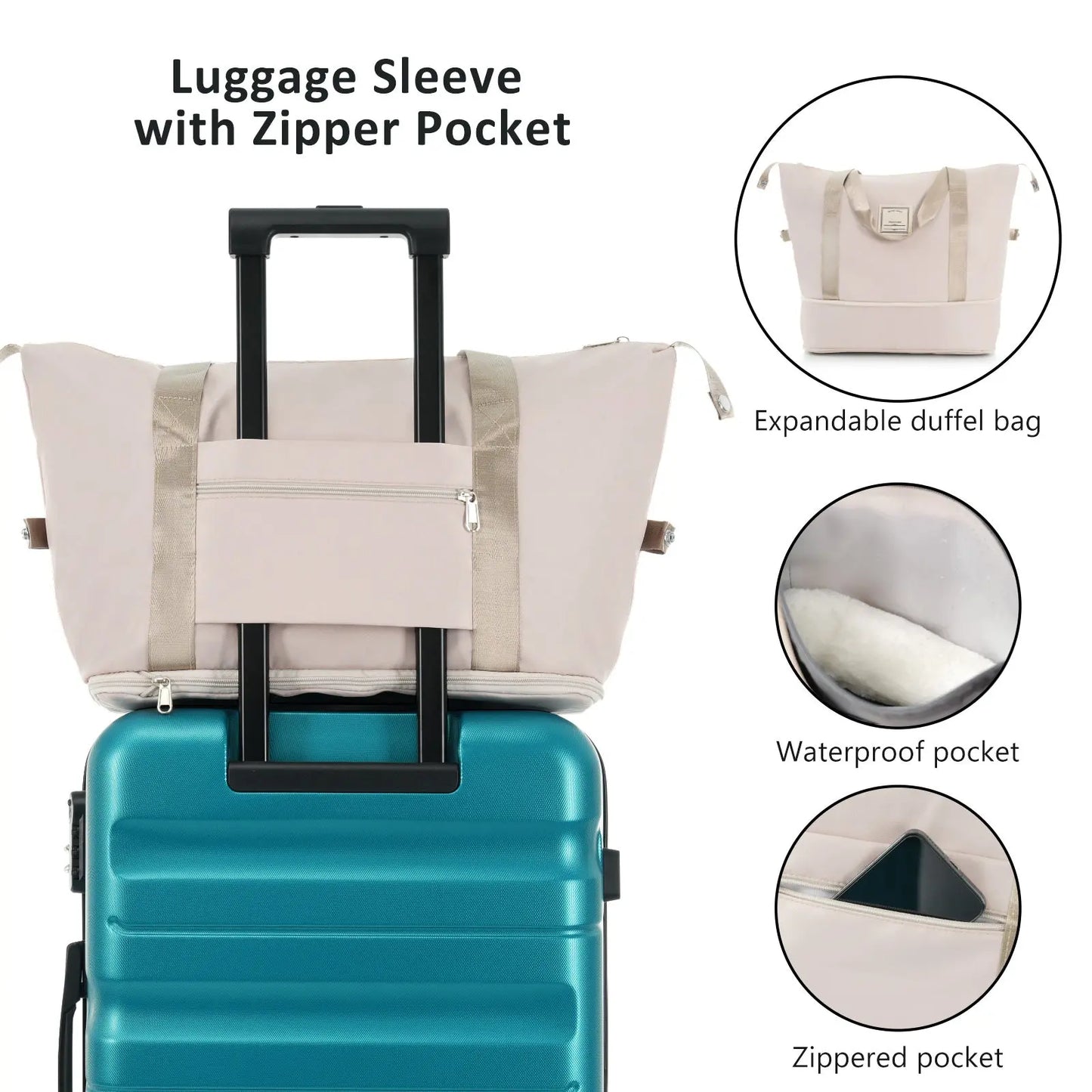 Hardshell ABS Luggage Set - Lightweight & Durable Suitcases with Dual Sangria Beech