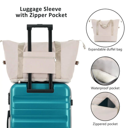 Hardshell ABS Luggage Set - Lightweight & Durable Suitcases with Dual Sangria Beech