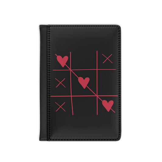Cute Heart Tic Tac Toe Passport Cover, Travel Accessory, Unique Gift for Couples, Adventure Lover, Valentine's Day