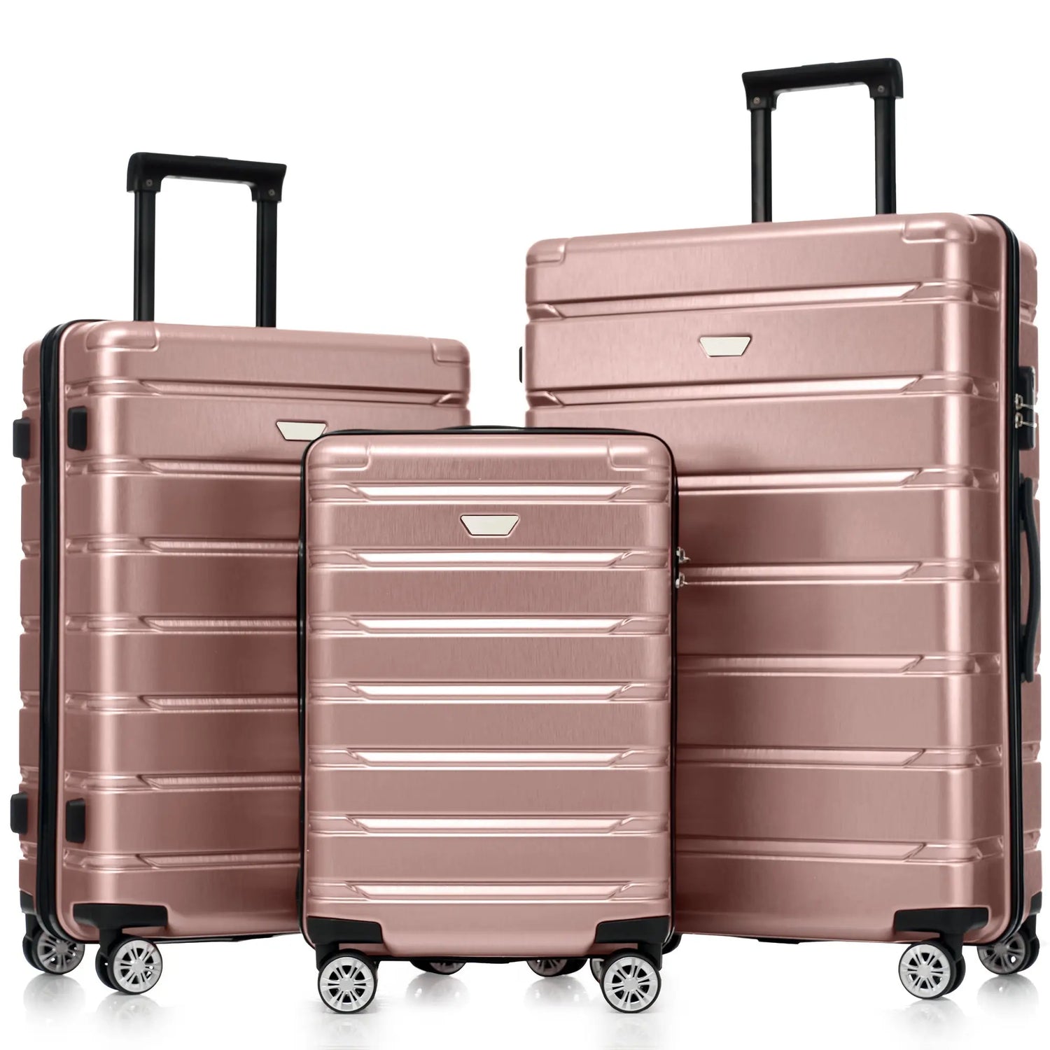 Hardshell Luggage Set 3 Piece, Durable ABS+PC Travel Suitcase with Sangria Beech