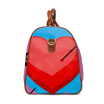 Vibrant Heart Waterproof Travel Bag - Ideal for Adventures, Gym, Weekend Getaways, Valentine's Day, Gifts for Travelers Printify