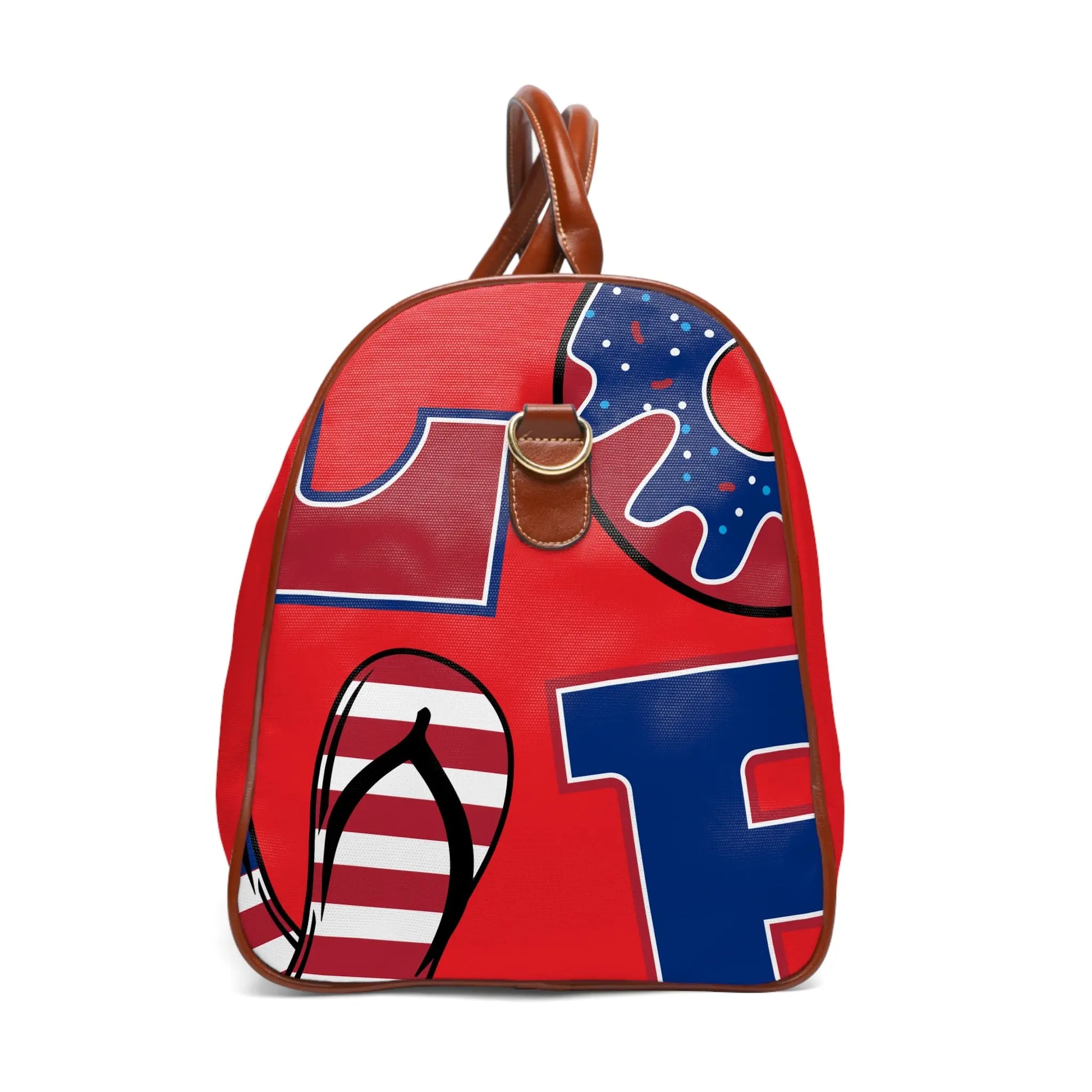 Patriotic Travel Bag, Vacation Tote, Love Travel Duffle, Holiday Luggage, Red White Blue Weekender, Adventure Bag Printify