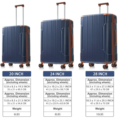 Luggage Sets 3 Piece, Expandable Hard shell ABS Suitcases with Double Sangria Beech