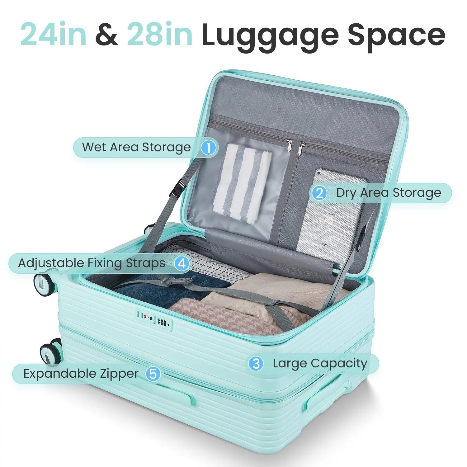 Luggage Sets 3 Piece(20/24/28), Expandable Carry On Luggage with TSA Sangria Beech