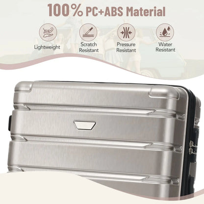 Hardshell Luggage Set 3 Piece, Durable ABS+PC Travel Suitcase with Sangria Beech