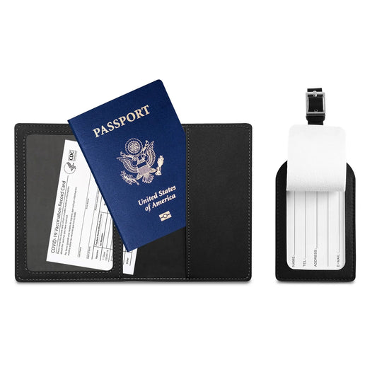 RFID Passport Holder with Travel Luggage Tag (3-Piece Set) Cerulean Grapevine