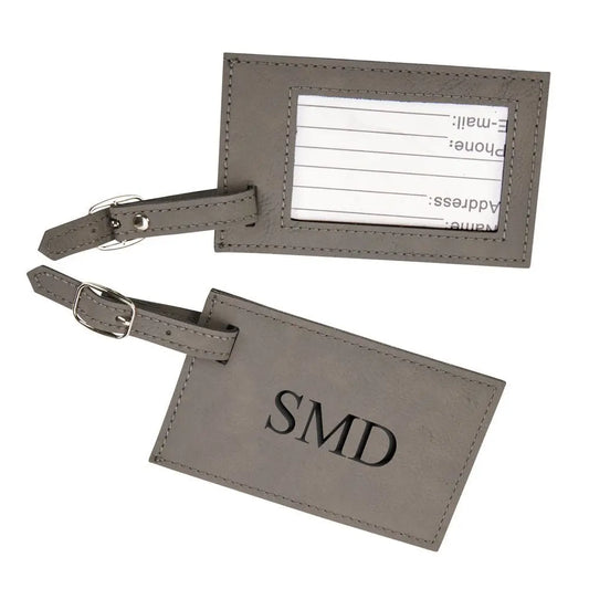 Leatherette Luggage Tag, Grey 2.75" X 4.375" Fuchsia Metis