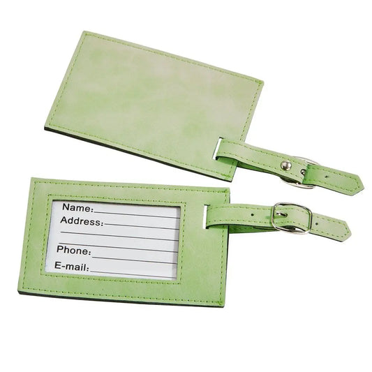 Lime Green Leatherette Luggage Tag Fuchsia Metis