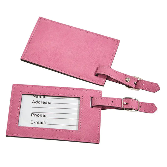 Pink Leatherette Luggage Tag Fuchsia Metis
