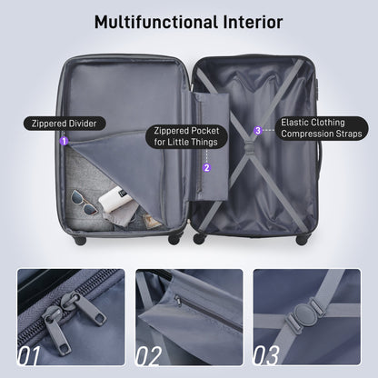 3 Piece Luggage Set Hardside Spinner Suitcase with TSA Lock 20' 24'