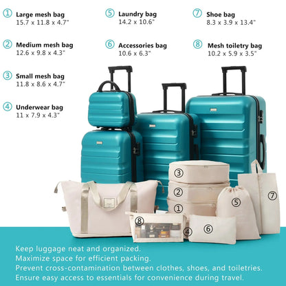 Hardshell ABS Luggage Set - Lightweight & Durable Suitcases with Dual Sangria Beech