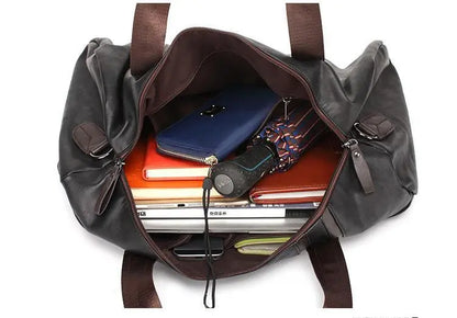 Leather Leisure Travel Duffel Bag For Men And Women Maroon Asteria