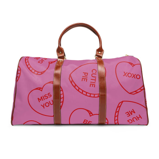 Cute Waterproof Travel Bag for Weekend Getaways, Gym, or Vacation, Great for Valentines, XOXO Design, Stylish Luggage Printify