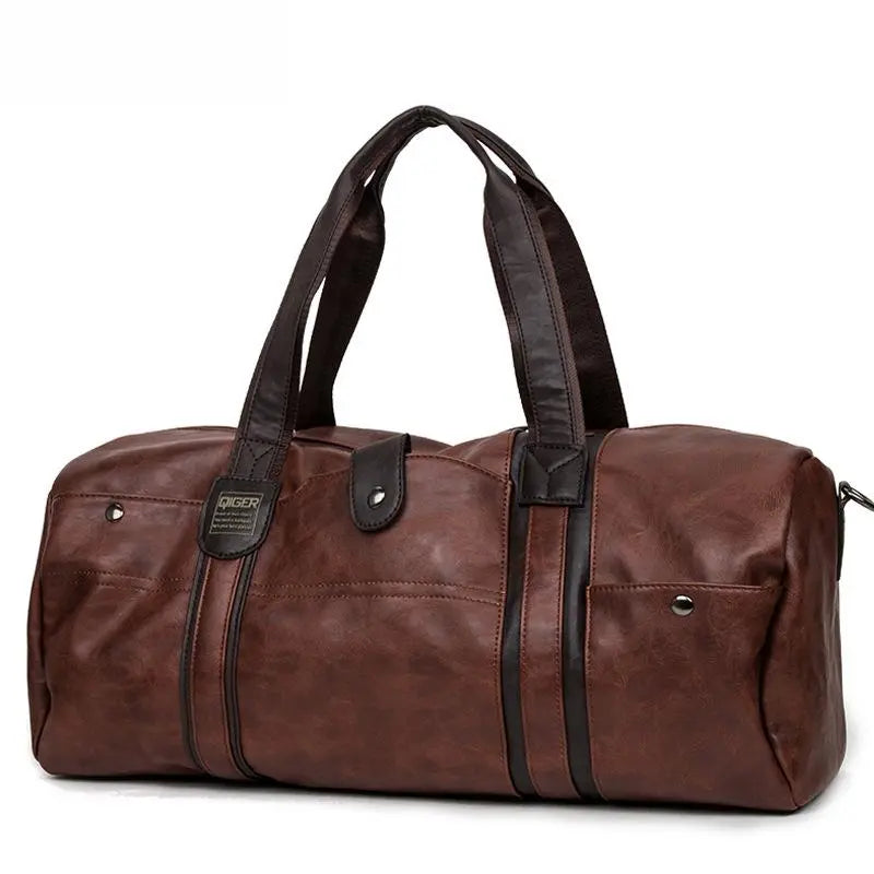 Leather Leisure Travel Duffel Bag For Men And Women Maroon Asteria