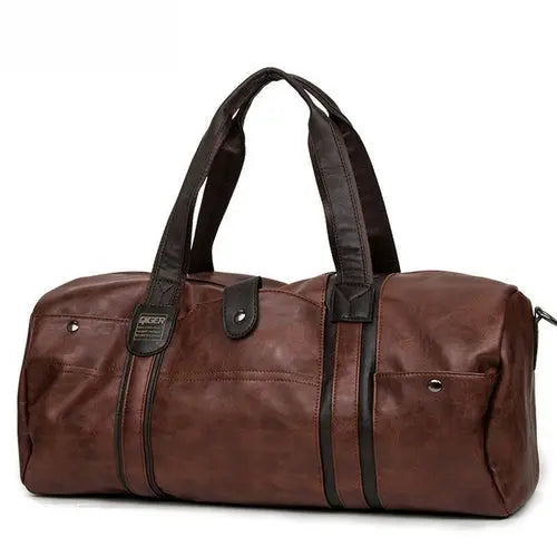 Leather Leisure Travel Duffel Bag For Men And Women Maroon Asteria